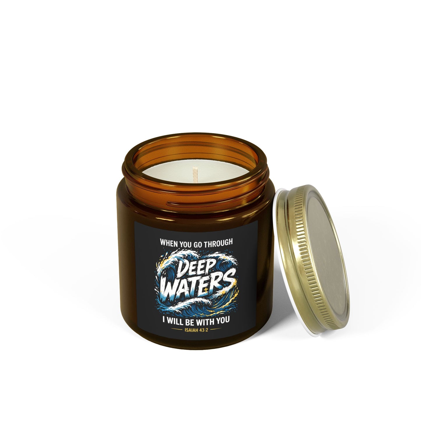 Deep Waters Scented Candle — Coconut Apricot Wax (4oz & 9oz) — "When You Go Through Deep Waters I Will Be With You"