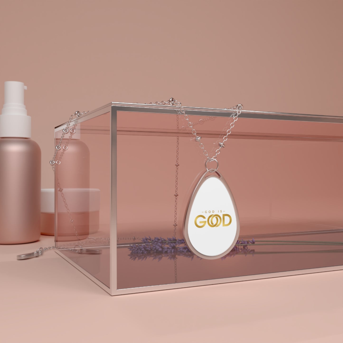 Oval Necklace – "God is Good" Inspirational Teardrop Pendant Necklace