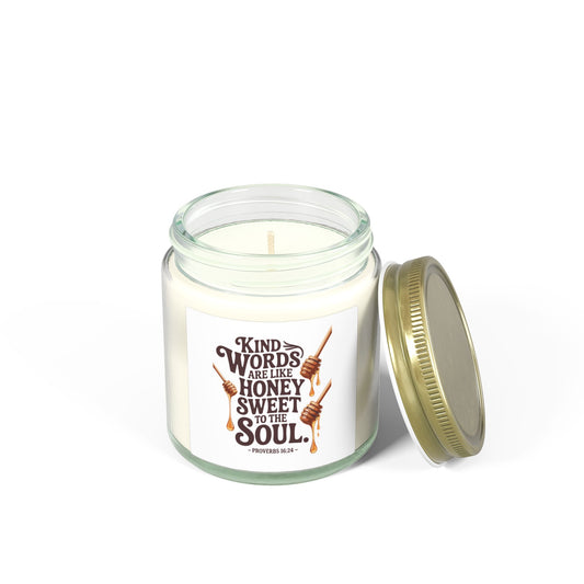 Coconut Apricot Scented Candle — “Kind Words Are Like Honey Sweet to the Soul” (4oz/9oz)