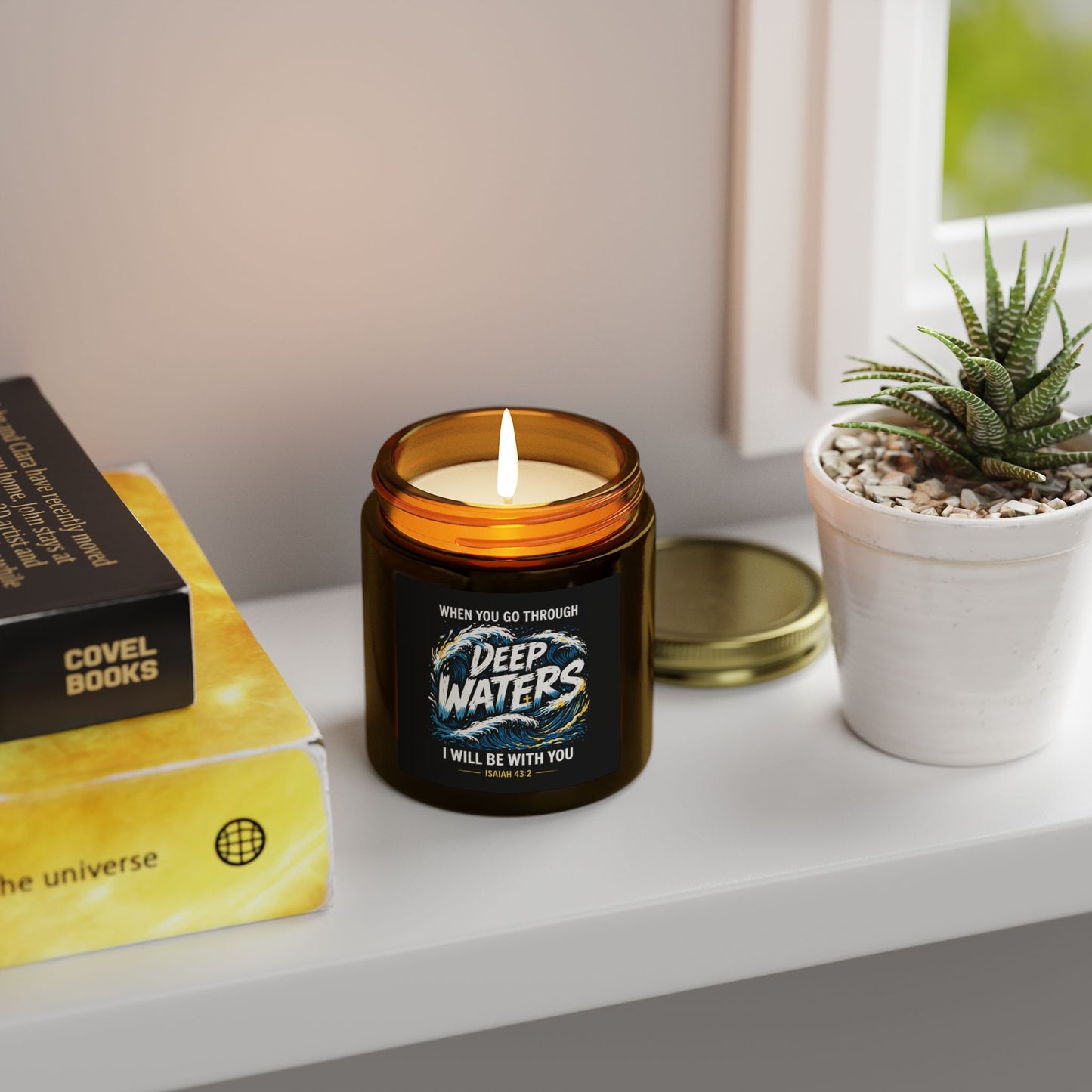 Deep Waters Scented Candle — Coconut Apricot Wax (4oz & 9oz) — "When You Go Through Deep Waters I Will Be With You"