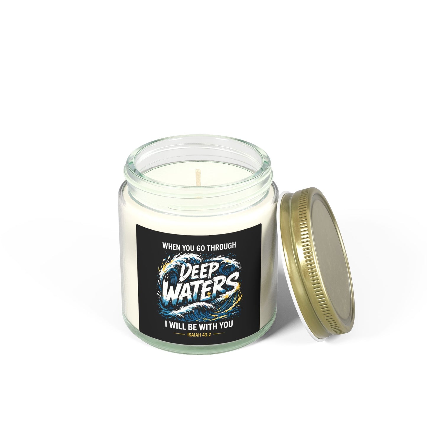 Deep Waters Scented Candle — Coconut Apricot Wax (4oz & 9oz) — "When You Go Through Deep Waters I Will Be With You"
